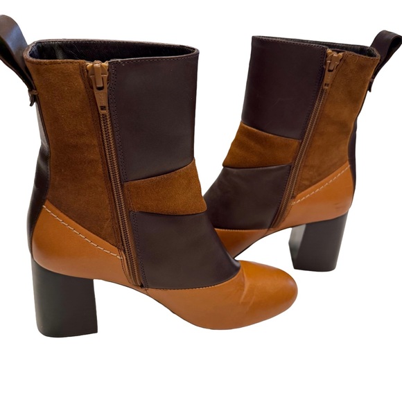 SEE BY CHLOE WOMEN'S BROWN TAN & SNAKE SKIN LEATHER ANKLE BOOTS US 7 EU 37 - Picture 3 of 13